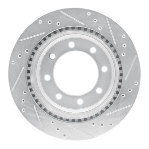 Ford E-150 Brake Rotor (1) - Rear Left - R1 Concepts - Drilled & Slotted - Silver - `08-`25